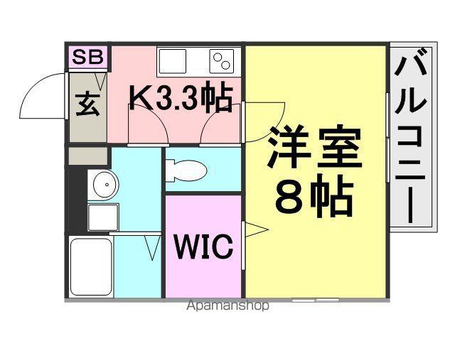 パインフィールド(1K/2階)の間取り写真