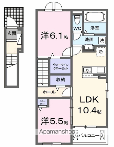 ヴェルドゥーラⅡ(2LDK/2階)の間取り写真