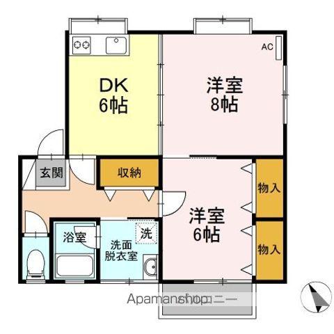 グリーンハウスマツダ B(2DK/1階)の間取り写真