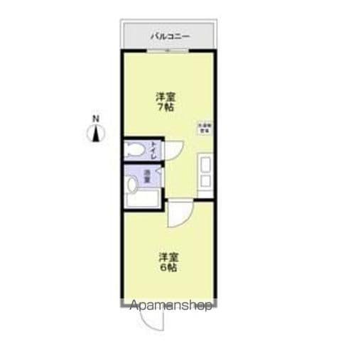 モデラート(1DK/2階)の間取り写真