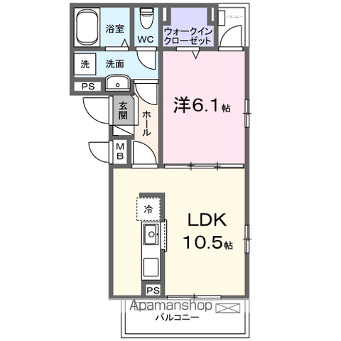 オーランジェⅡ(1LDK/3階)の間取り写真