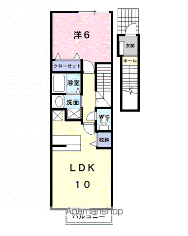 サン・フィールドⅡB(1LDK/2階)の間取り写真