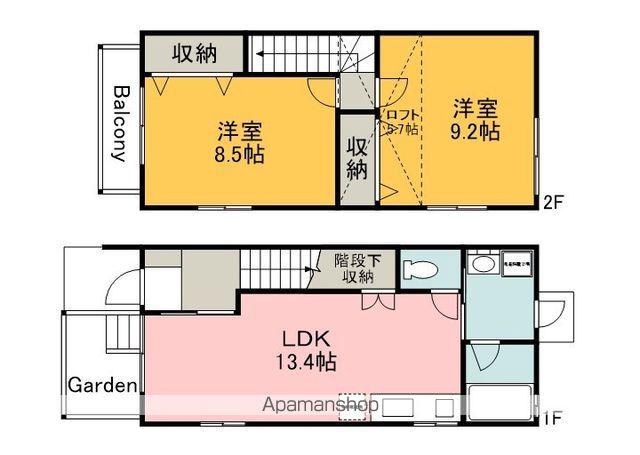 アンソレイユ Ⅱ番館(2LDK/1階)の間取り写真