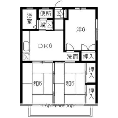 ハピネスハイツ(3DK/2階)の間取り写真