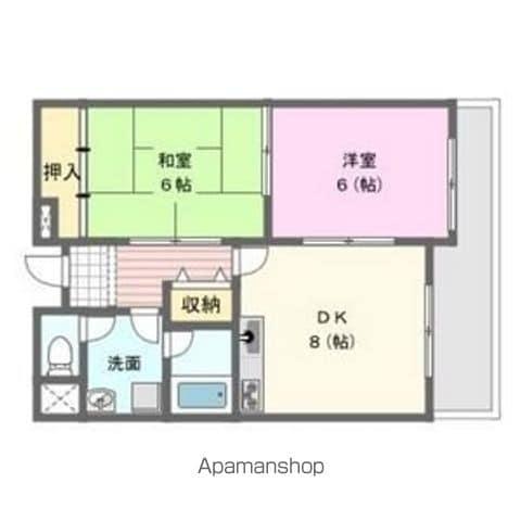 ヤシロヒルズ(2DK/2階)の間取り写真