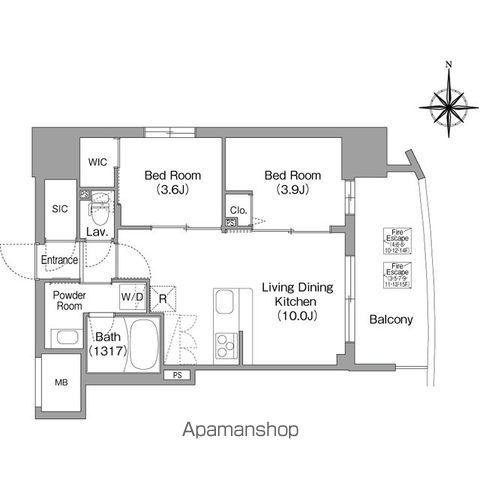 コンフォリア・リヴ大阪本町(2LDK/4階)の間取り写真