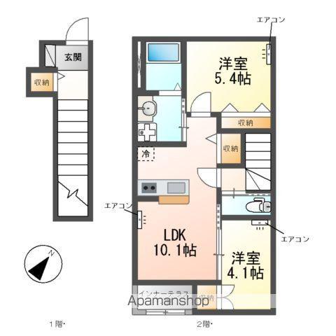 東武鉄道野田線 梅郷駅 徒歩18分 2階建 築3年(2LDK/2階)の間取り写真