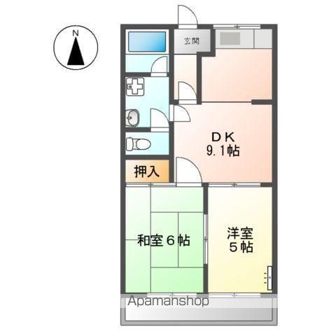 ドリームローズ(2DK/2階)の間取り写真