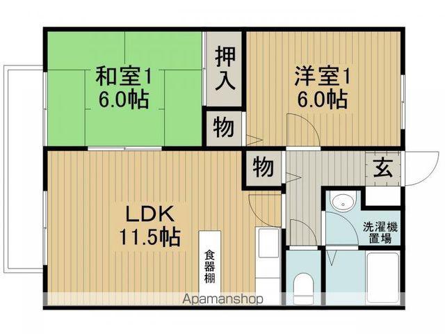ラフィネ大林(2LDK/2階)の間取り写真