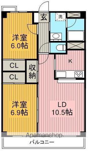 ラトゥール一社(2LDK/4階)の間取り写真