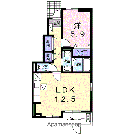 メゾンエスポワール(1LDK/1階)の間取り写真