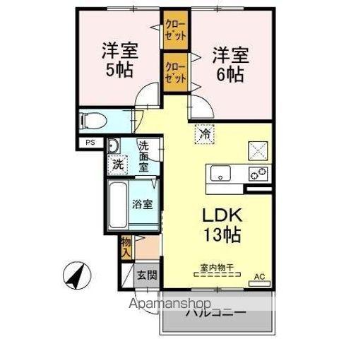 クローリス善通寺(2LDK/1階)の間取り写真