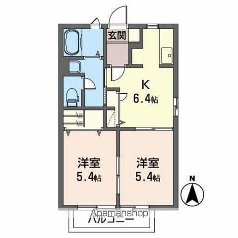 メゾンKⅡ(2DK/2階)の間取り写真