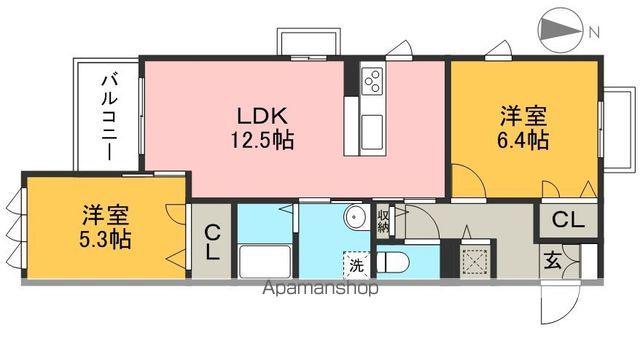  ベレオ一ツ橋(2LDK/2階)の間取り写真