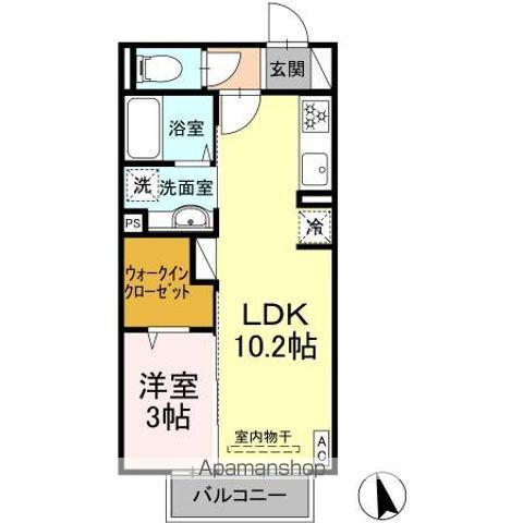 プランドールB(1LDK/2階)の間取り写真