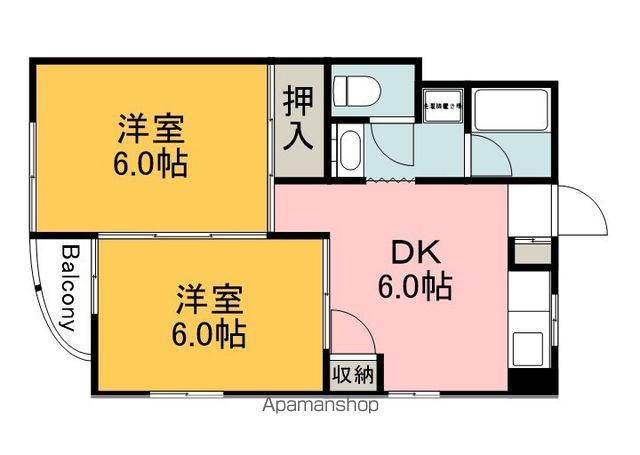 ヴィラブランシュ牛田(2DK/4階)の間取り写真