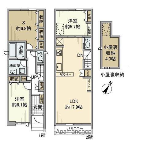 東急池上線 雪が谷大塚駅 徒歩8分 2階建 築5年(2SLDK)の間取り写真