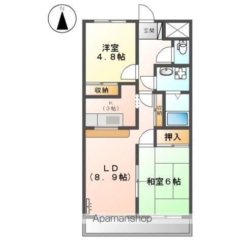 ラフレ西山(2LDK/2階)の間取り写真