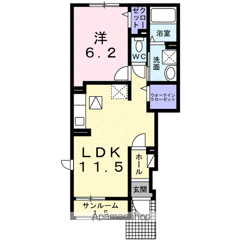グラシアス(1LDK/1階)の間取り写真