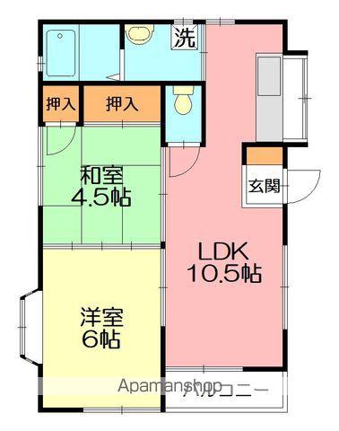 メゾンサンライトⅢ(2LDK/2階)の間取り写真
