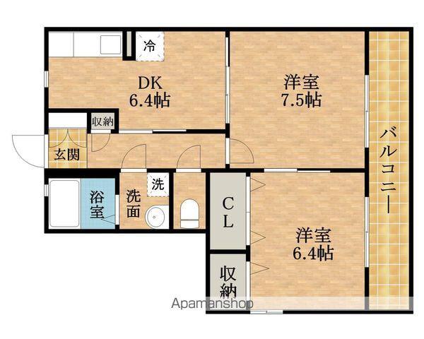 エスポワールA棟(2DK/1階)の間取り写真