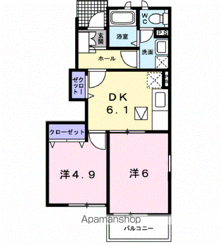 ノエル壱番館(2DK/1階)の間取り写真