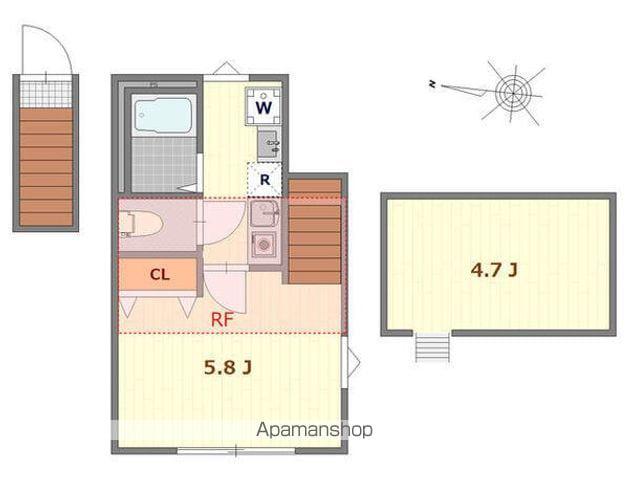 クラヴィエ上町(1K/2階)の間取り写真