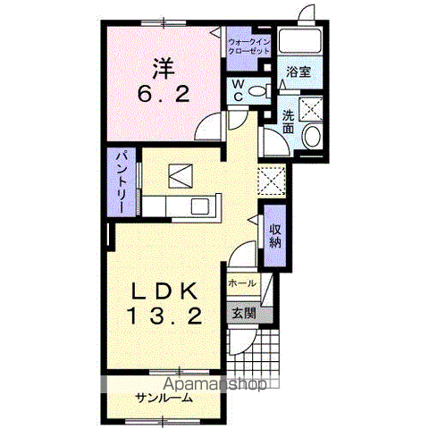 エレガントヒルズ(1LDK/1階)の間取り写真