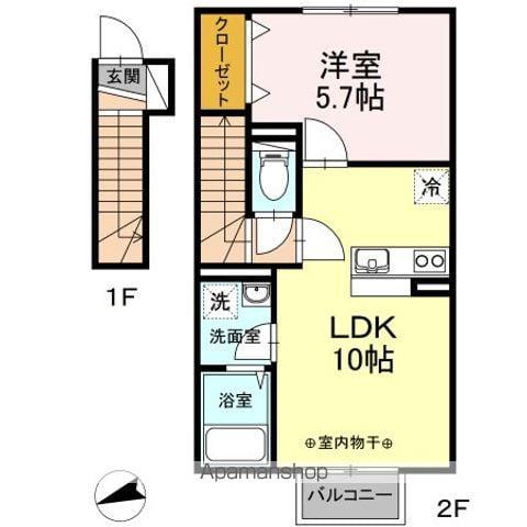 サンボナールA(1LDK/2階)の間取り写真