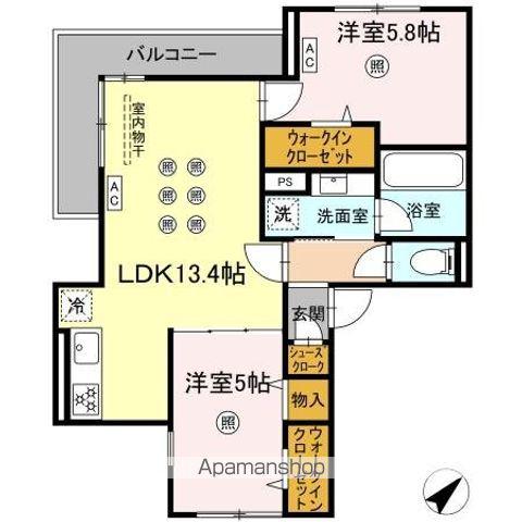 D-RESIDENCE光丘町A棟 A棟(2LDK/2階)の間取り写真