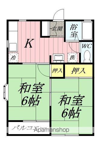 タウンズビルⅠ(2K/2階)の間取り写真