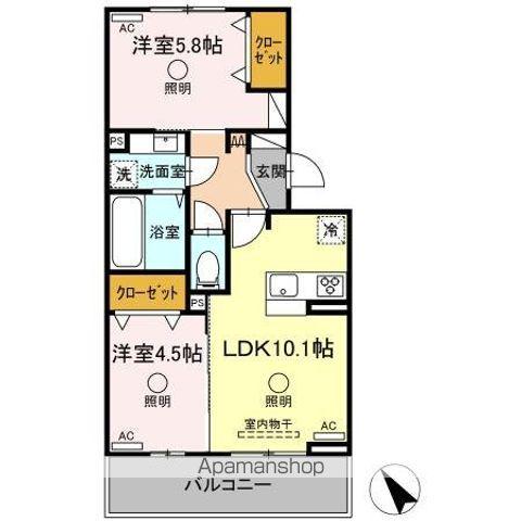 アベニール新八代(2LDK/3階)の間取り写真