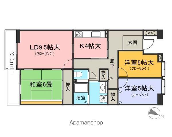 入間駅前プラザ8号棟(3LDK/6階)の間取り写真