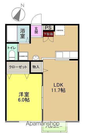 LUCE(1LDK/2階)の間取り写真