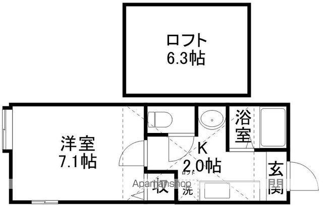 リバイブⅠ(1K/2階)の間取り写真
