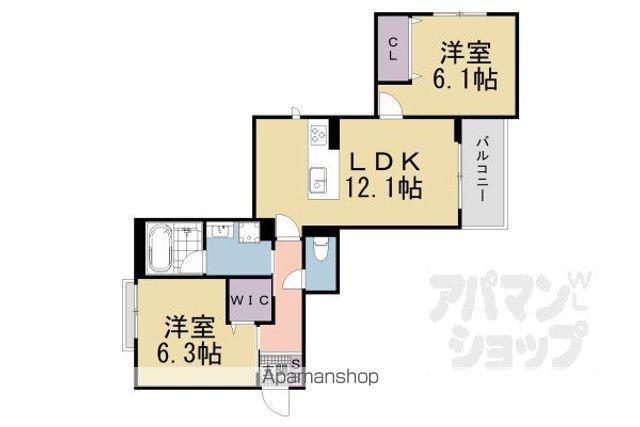 マイルストーンS山陵(2LDK/3階)の間取り写真