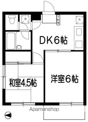 武蔵ハイツⅠ(2DK/1階)の間取り写真