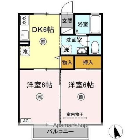 セジュール御山A棟(2DK/2階)の間取り写真