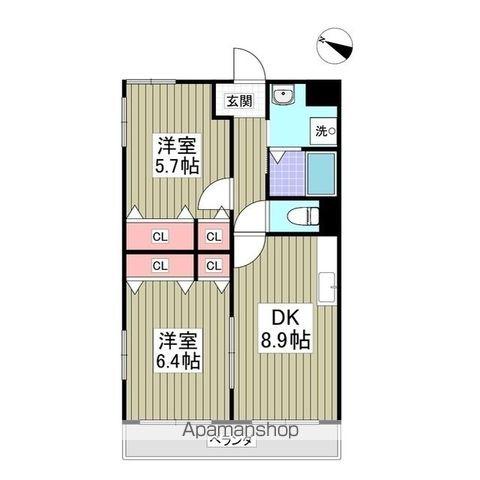 チクマハイツ(2DK/3階)の間取り写真