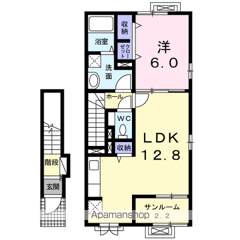 LUMINOUS COURT(1LDK/2階)の間取り写真