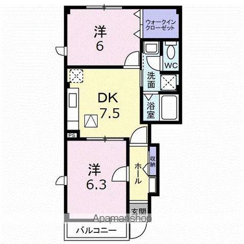 サンライズK3A(2DK/1階)の間取り写真
