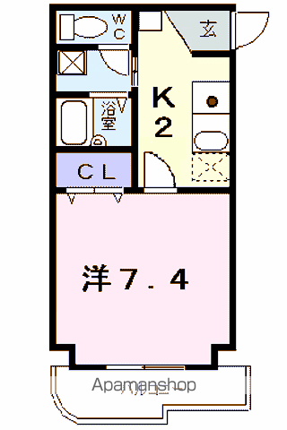 マイルストーン立町(1K/2階)の間取り写真
