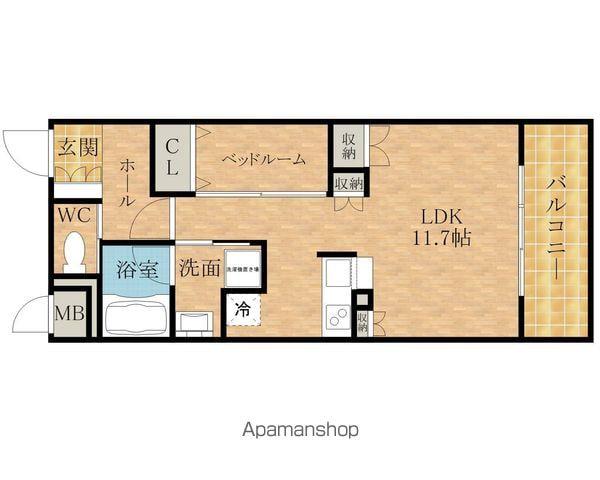 ゼスト岸和田(1LDK/4階)の間取り写真