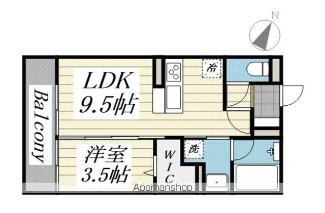 グランドパレス港南B(1LDK/1階)の間取り写真