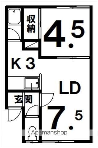 めぐみハイツ(1LDK/2階)の間取り写真
