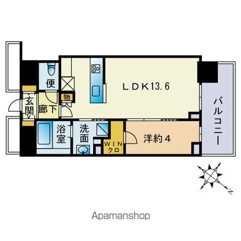 BRILLIATOWER西新(1LDK/12階)の間取り写真