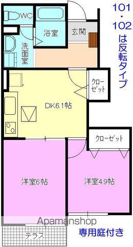 パストラルKⅡ(2DK/1階)の間取り写真