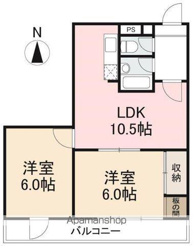 藤塚コーポラス501号(2LDK/5階)の間取り写真