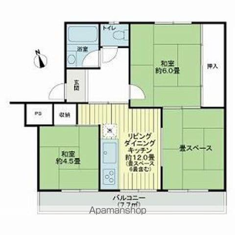 有馬南1号棟(2LDK/3階)の間取り写真