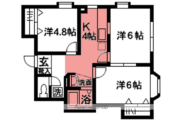 ディアフォレスト(3K/1階)の間取り写真